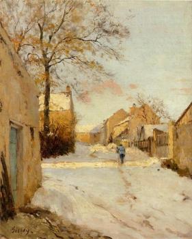 休 博爾頓 休瓊斯 Sisley Alfred A Village Street in Winter